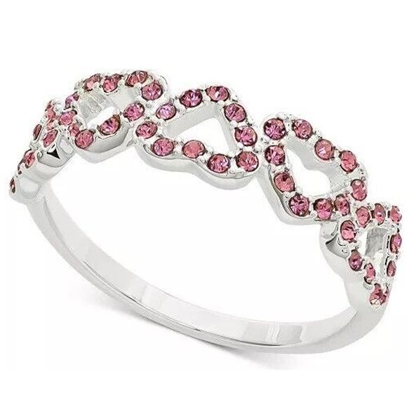 Silver Plated Crystal Heart Ring (Size 10) Women's Fashion Trendy Style Chic NWT - Picture 1 of 5